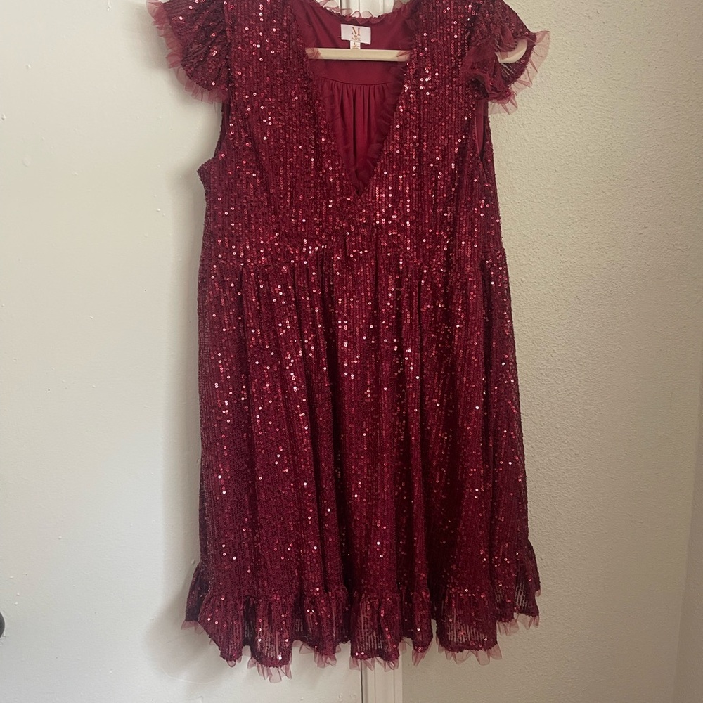 Elegant Red Sequin Mini Dress